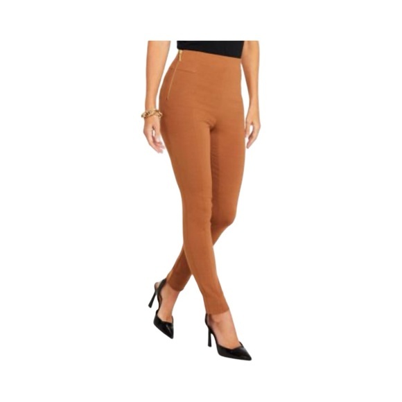 INC International Concepts Pants - NWT High Waist Women's Flat Front Slimming Ponte Knit Carmel Pants Sz 2